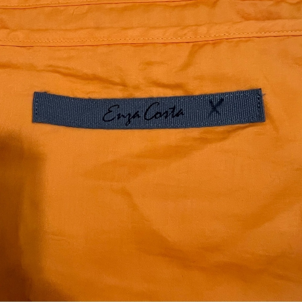 Enza Costa Cool Cotton Tiered Dress Papaya Orange Midi Size Small $268 - Picture 5 of 12